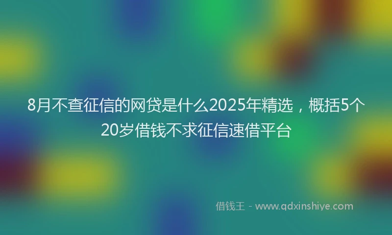 8月不查征信的网贷是什么2025年精选，概括5个20岁借钱不求征信速借平台