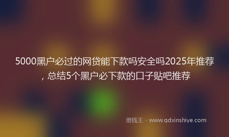 5000黑户必过的网贷能下款吗安全吗2025年推荐，总结5个黑户必下款的口子贴吧推荐