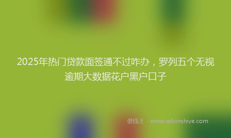 2025年热门贷款面签通不过咋办，罗列五个无视逾期大数据花户黑户口子