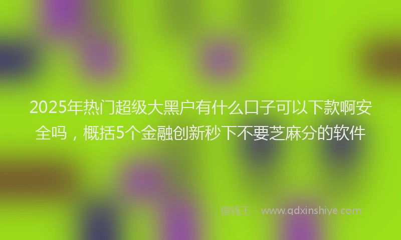 2025年热门超级大黑户有什么口子可以下款啊安全吗，概括5个金融创新秒下不要芝麻分的软件