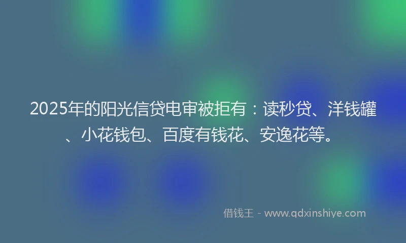 2025年的阳光信贷电审被拒有：读秒贷、洋钱罐、小花钱包、百度有钱花、安逸花等。