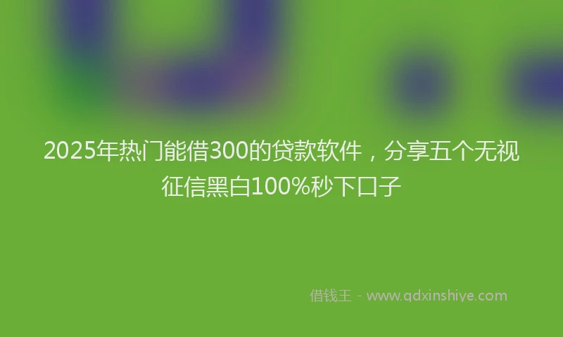 2025年热门能借300的贷款软件，分享五个无视征信黑白100%秒下口子