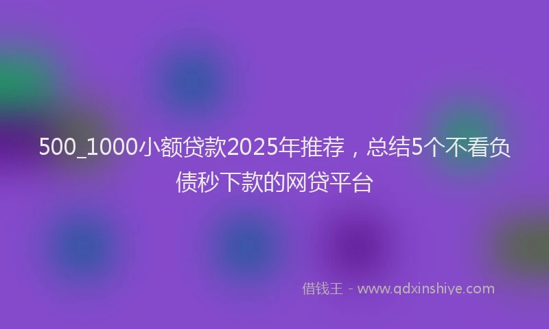 500_1000小额贷款2025年推荐，总结5个不看负债秒下款的网贷平台