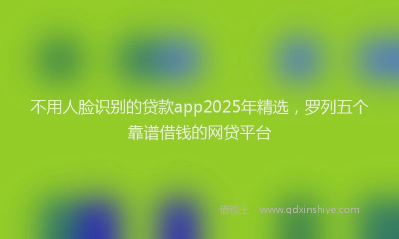 不用人脸识别的贷款app2025年精选，罗列五个靠谱借钱的网贷平台