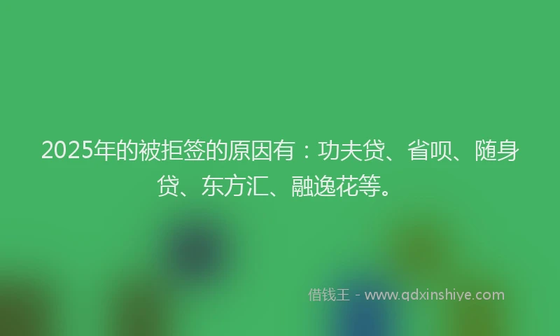 2025年的被拒签的原因有：功夫贷、省呗、随身贷、东方汇、融逸花等。