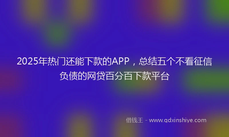 2025年热门还能下款的APP，总结五个不看征信负债的网贷百分百下款平台