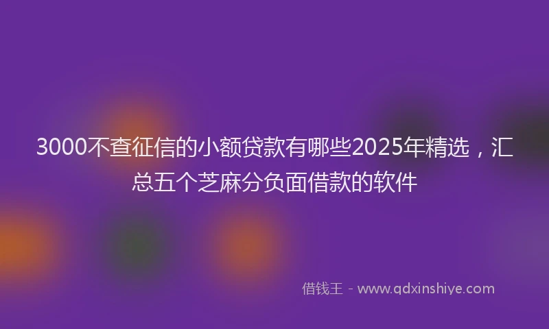 3000不查征信的小额贷款有哪些2025年精选，汇总五个芝麻分负面借款的软件