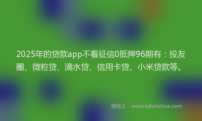 2025年的贷款app不看征信0抵押96期有：投友圈、微粒贷、滴水贷、信用卡贷、小米贷款等。