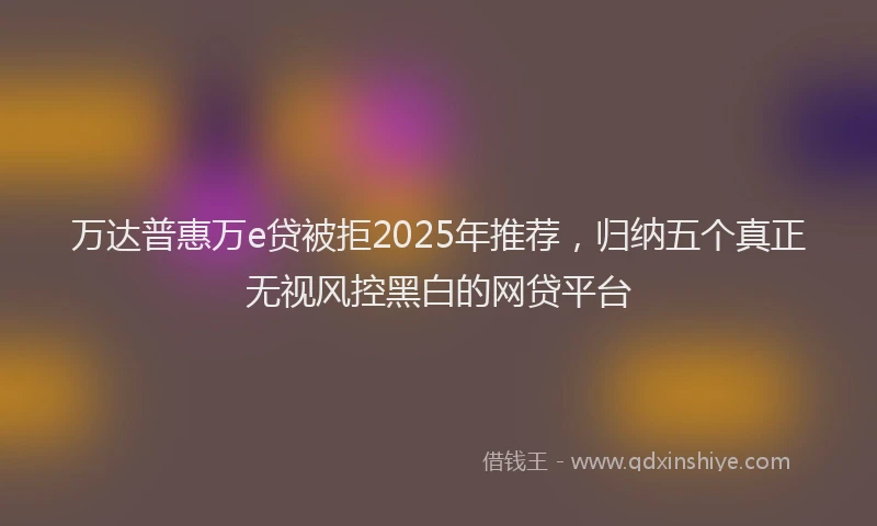 万达普惠万e贷被拒2025年推荐，归纳五个真正无视风控黑白的网贷平台