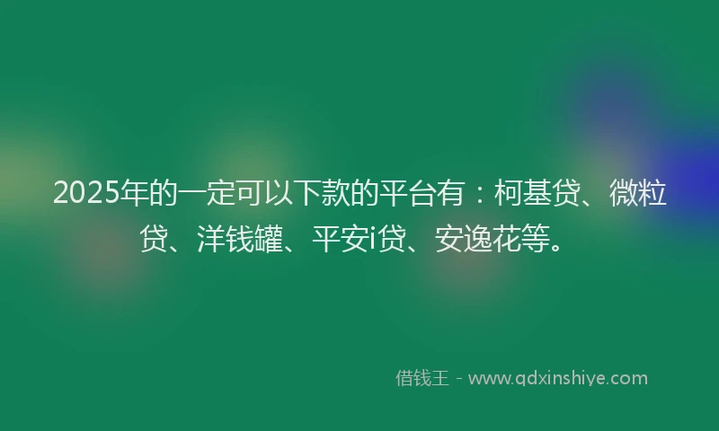 2025年的一定可以下款的平台有：柯基贷、微粒贷、洋钱罐、平安i贷、安逸花等。