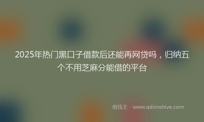 2025年热门黑口子借款后还能再网贷吗，归纳五个不用芝麻分能借的平台