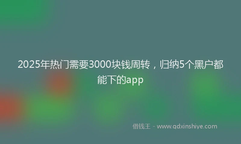 2025年热门需要3000块钱周转，归纳5个黑户都能下的app