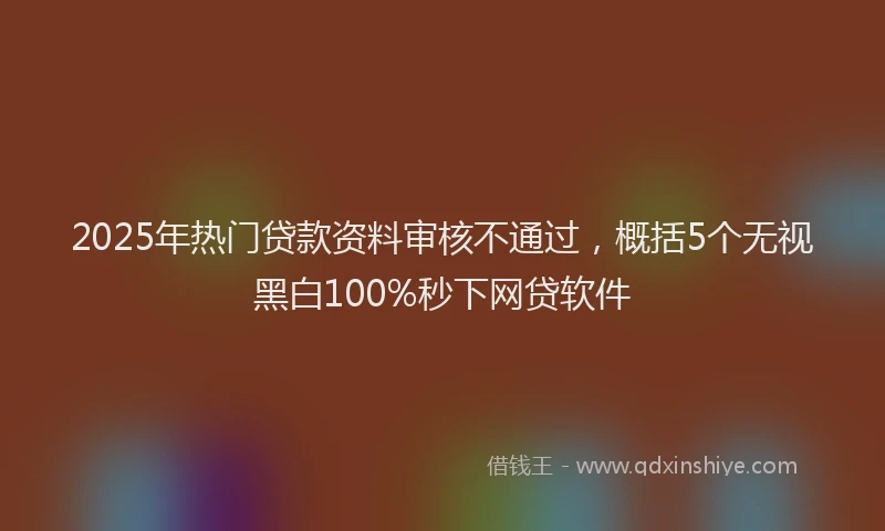 2025年热门贷款资料审核不通过，概括5个无视黑白100%秒下网贷软件