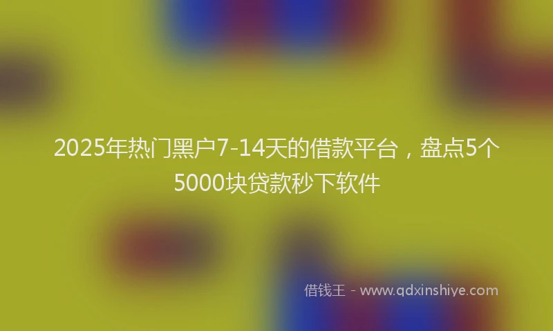 2025年热门黑户7-14天的借款平台，盘点5个5000块贷款秒下软件