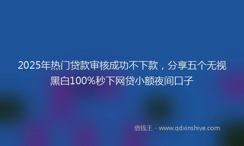 2025年热门贷款审核成功不下款，分享五个无视黑白100%秒下网贷小额夜间口子