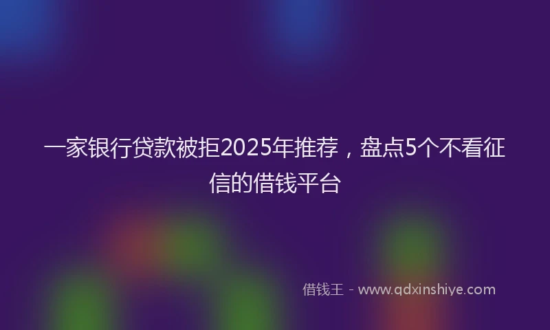 一家银行贷款被拒2025年推荐，盘点5个不看征信的借钱平台