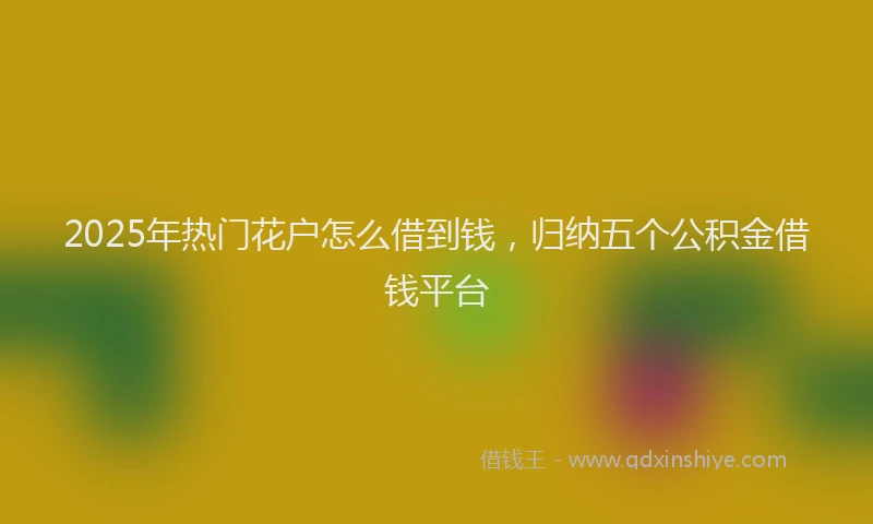 2025年热门花户怎么借到钱，归纳五个公积金借钱平台