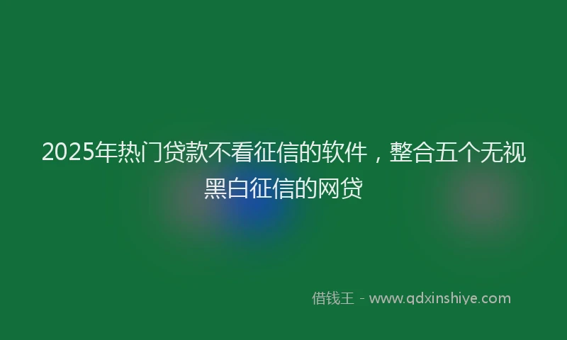 2025年热门贷款不看征信的软件，整合五个无视黑白征信的网贷