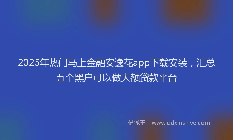 2025年热门马上金融安逸花app下载安装，汇总五个黑户可以做大额贷款平台