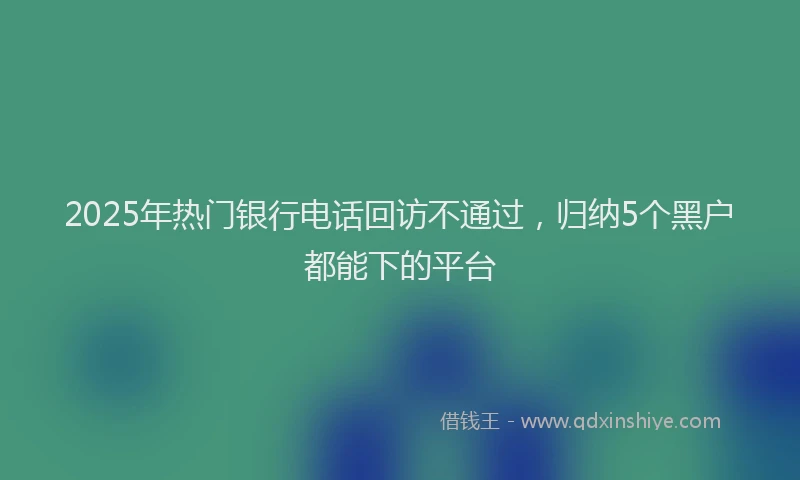 2025年热门银行电话回访不通过，归纳5个黑户都能下的平台
