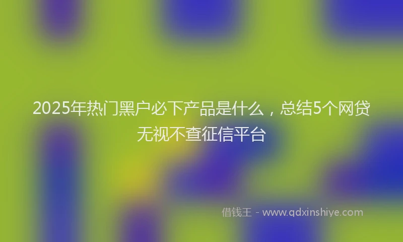 2025年热门黑户必下产品是什么，总结5个网贷无视不查征信平台
