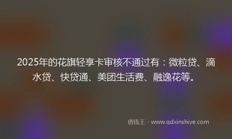 2025年的花旗轻享卡审核不通过有：微粒贷、滴水贷、快贷通、美团生活费、融逸花等。