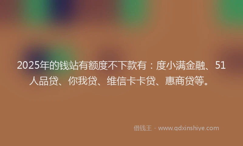 2025年的钱站有额度不下款有：度小满金融、51人品贷、你我贷、维信卡卡贷、惠商贷等。