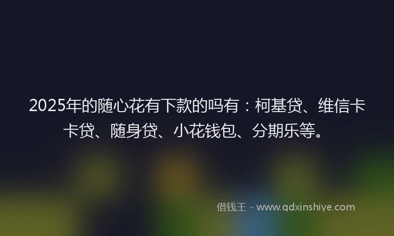 2025年的随心花有下款的吗有：柯基贷、维信卡卡贷、随身贷、小花钱包、分期乐等。