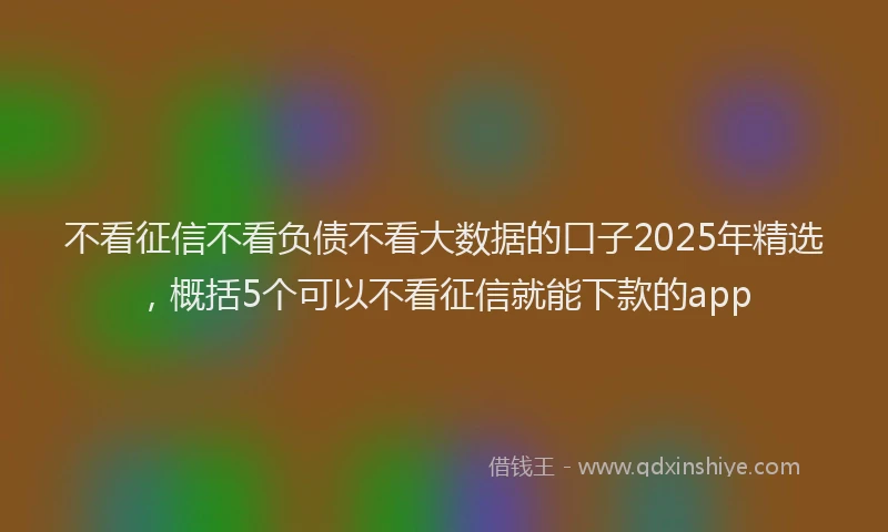 不看征信不看负债不看大数据的口子2025年精选，概括5个可以不看征信就能下款的app