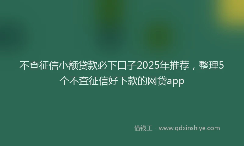不查征信小额贷款必下口子2025年推荐，整理5个不查征信好下款的网贷app