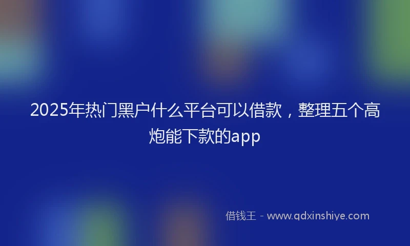 2025年热门黑户什么平台可以借款，整理五个高炮能下款的app