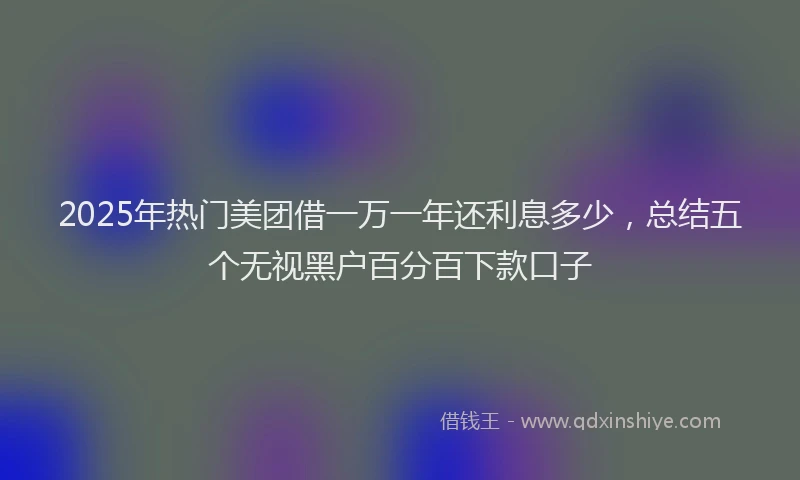 2025年热门美团借一万一年还利息多少，总结五个无视黑户百分百下款口子