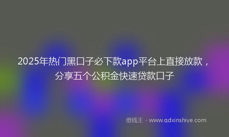 2025年热门黑口子必下款app平台上直接放款，分享五个公积金快速贷款口子