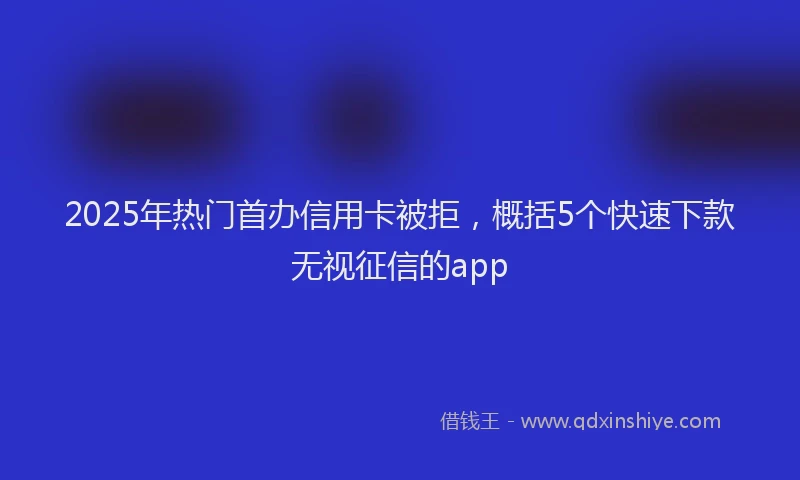2025年热门首办信用卡被拒，概括5个快速下款无视征信的app