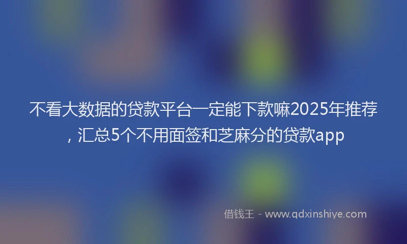 不看大数据的贷款平台一定能下款嘛2025年推荐，汇总5个不用面签和芝麻分的贷款app