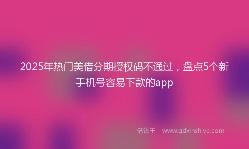 2025年热门美借分期授权码不通过，盘点5个新手机号容易下款的app