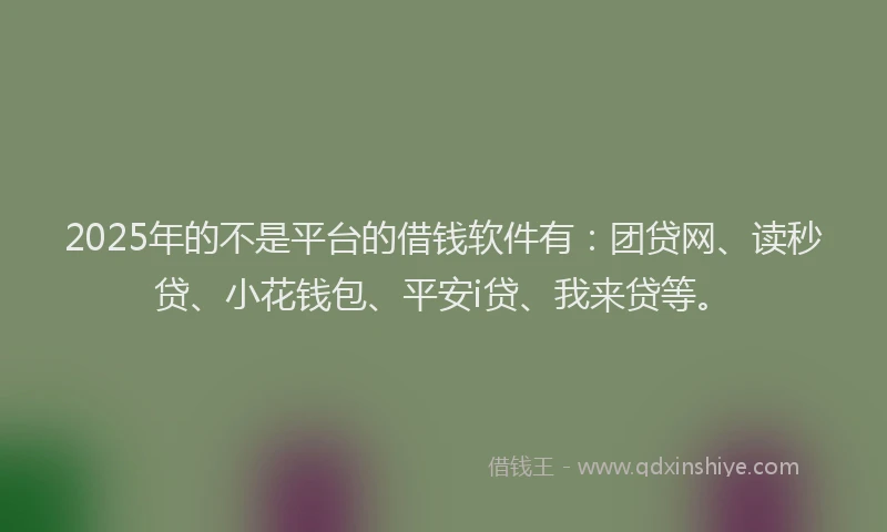 2025年的不是平台的借钱软件有：团贷网、读秒贷、小花钱包、平安i贷、我来贷等。