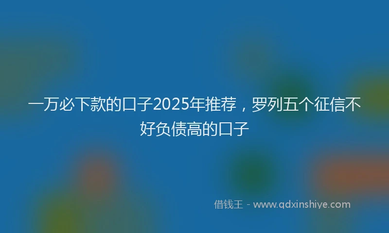 一万必下款的口子2025年推荐，罗列五个征信不好负债高的口子