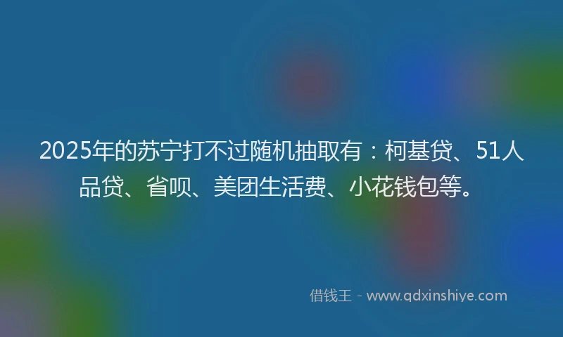 2025年的苏宁打不过随机抽取有：柯基贷、51人品贷、省呗、美团生活费、小花钱包等。