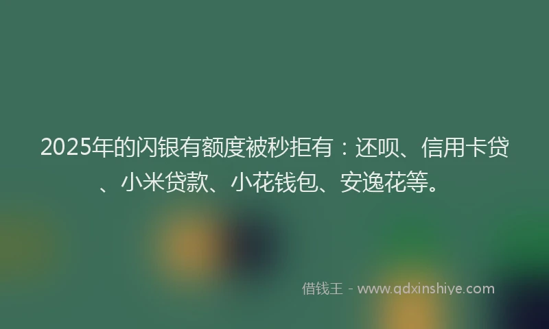 2025年的闪银有额度被秒拒有：还呗、信用卡贷、小米贷款、小花钱包、安逸花等。