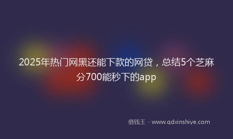 2025年热门网黑还能下款的网贷，总结5个芝麻分700能秒下的app