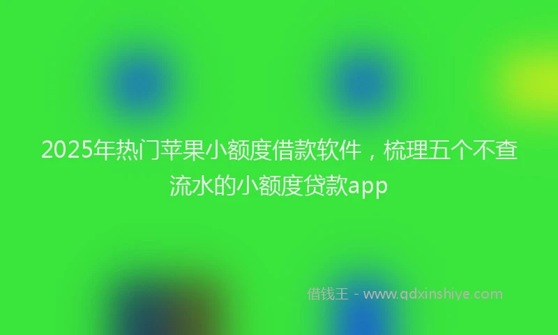 2025年热门苹果小额度借款软件，梳理五个不查流水的小额度贷款app
