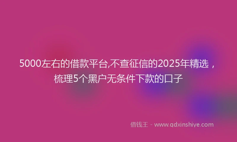 5000左右的借款平台,不查征信的2025年精选，梳理5个黑户无条件下款的口子