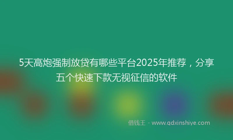 5天高炮强制放贷有哪些平台2025年推荐，分享五个快速下款无视征信的软件