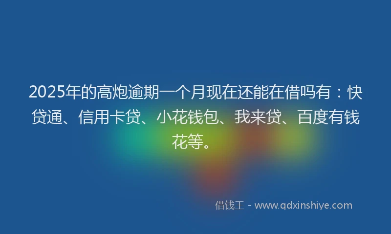 2025年的高炮逾期一个月现在还能在借吗有：快贷通、信用卡贷、小花钱包、我来贷、百度有钱花等。
