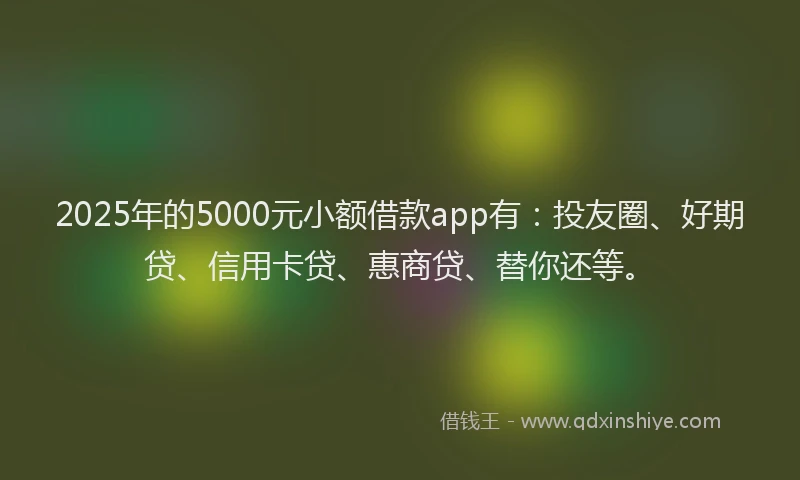 2025年的5000元小额借款app有：投友圈、好期贷、信用卡贷、惠商贷、替你还等。