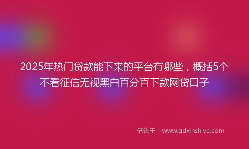 2025年热门贷款能下来的平台有哪些，概括5个不看征信无视黑白百分百下款网贷口子