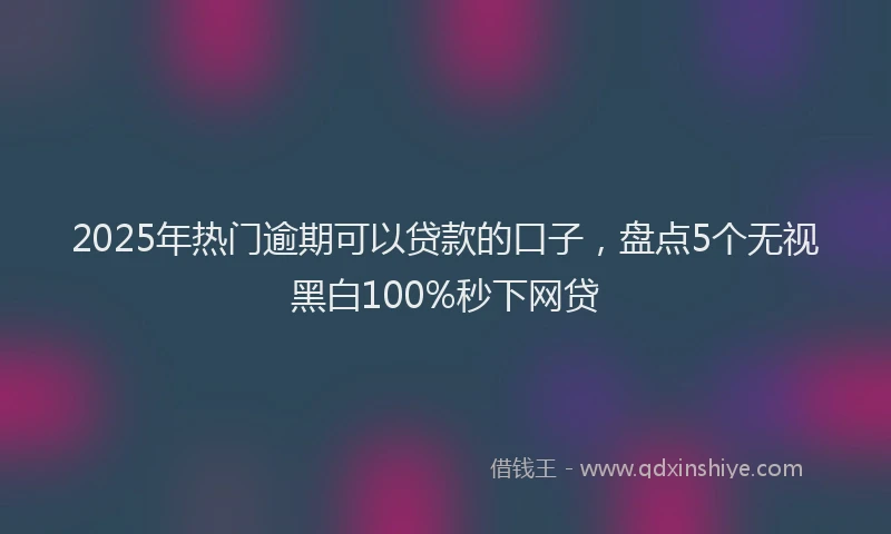 2025年热门逾期可以贷款的口子，盘点5个无视黑白100%秒下网贷