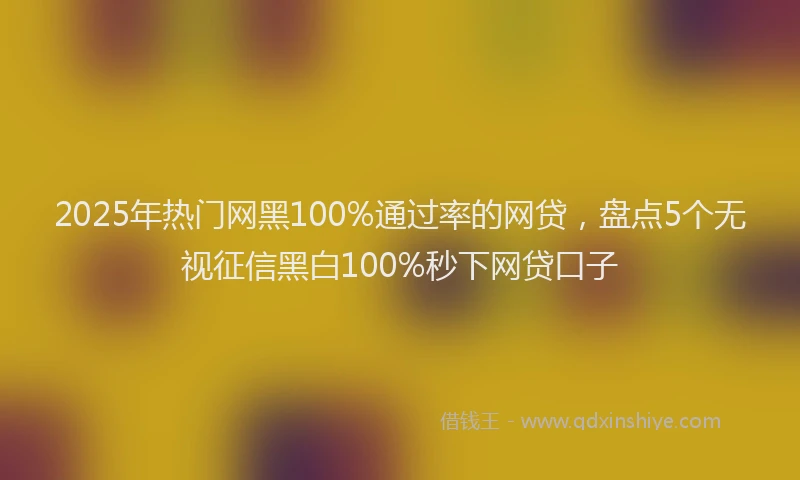 2025年热门网黑100%通过率的网贷，盘点5个无视征信黑白100%秒下网贷口子