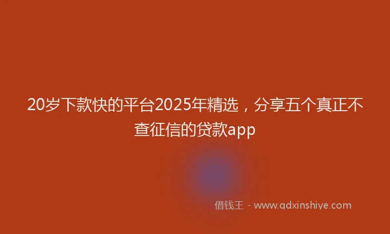 20岁下款快的平台2025年精选，分享五个真正不查征信的贷款app
